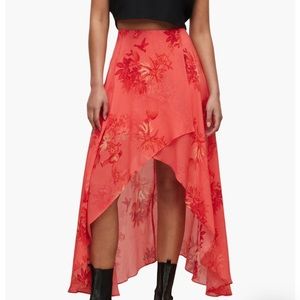 NWT: All Saints Slvina Nila High-Low Maxi Skirt